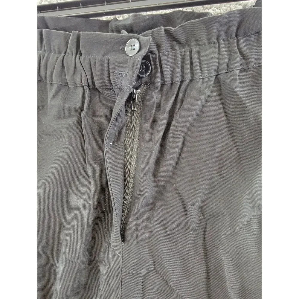VINCE CAMUTO Paperbag Waist Pants Women's 16 Black Cropped Button Zip Closure - Picture 9 of 15